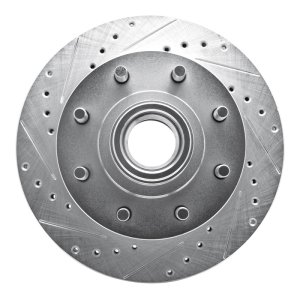 Chevrolet Suburban 2500 Brake Rotor (1) - Front Left - R1 Concepts - Drilled & Slotted - Silver - `92-`02